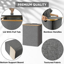 Load image into Gallery viewer, Elegant 36 Gal Bamboo Laundry Hamper with Lid - Portable and Durable Design