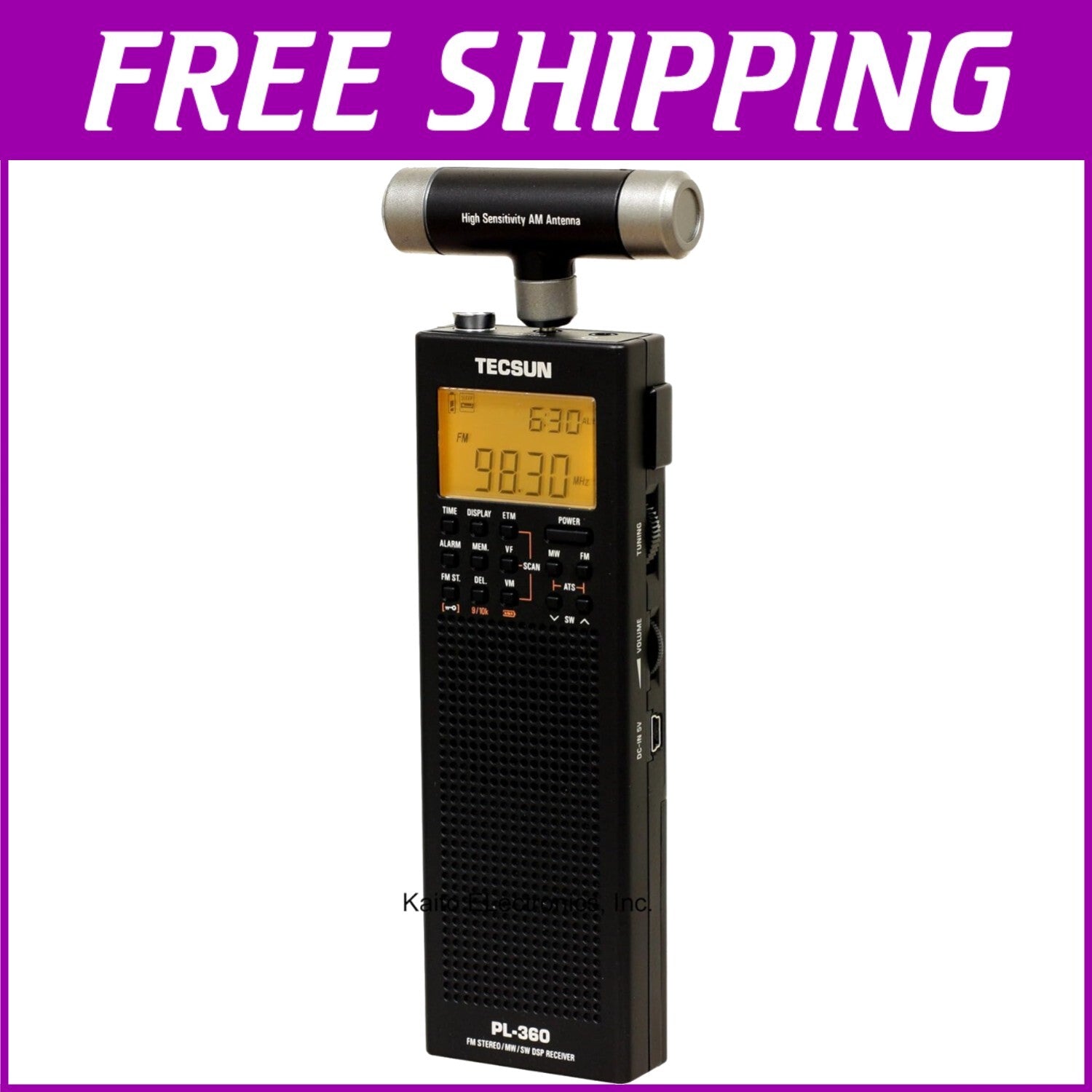 Easily Tune to Local Stations with the PL-360 Portable Digital Radio in Black