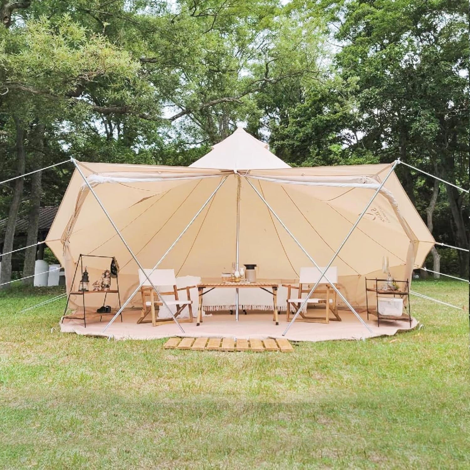 Spacious Waterproof Bell Tent with Stove Jack for Family Camping Adventures