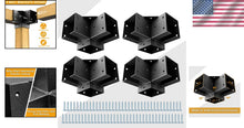 Load image into Gallery viewer, Retro Black Silver Pergola Brackets for 4x4 Posts - Rust Resistant 90° Angle