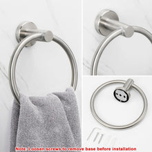 Load image into Gallery viewer, Elegant Wall-Mounted Towel Ring Set - Modern Stainless Steel Brushed Nickel