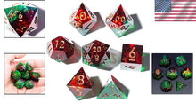Load image into Gallery viewer, Handmade 7PCS Jungle Fire DND Polyhedral Dice Set - Eco-Friendly Craftsmanship