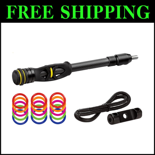 Durable 8-Inch Bow Stabilizer with Adjustable Weights & Personalization Rings