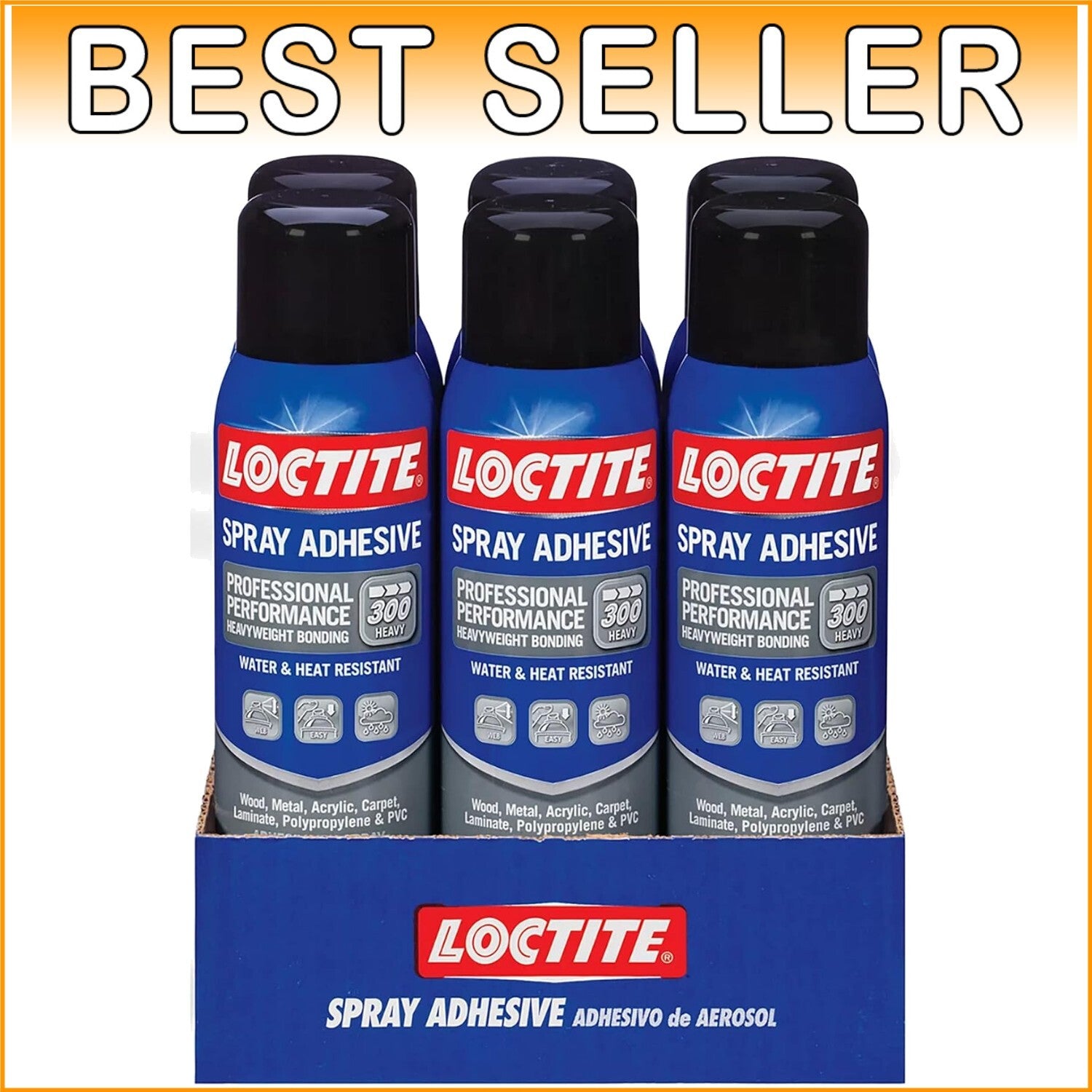 6-Pack 13.5 Oz Heavy-Duty Spray Adhesive - Clear, Water-Resistant Formula