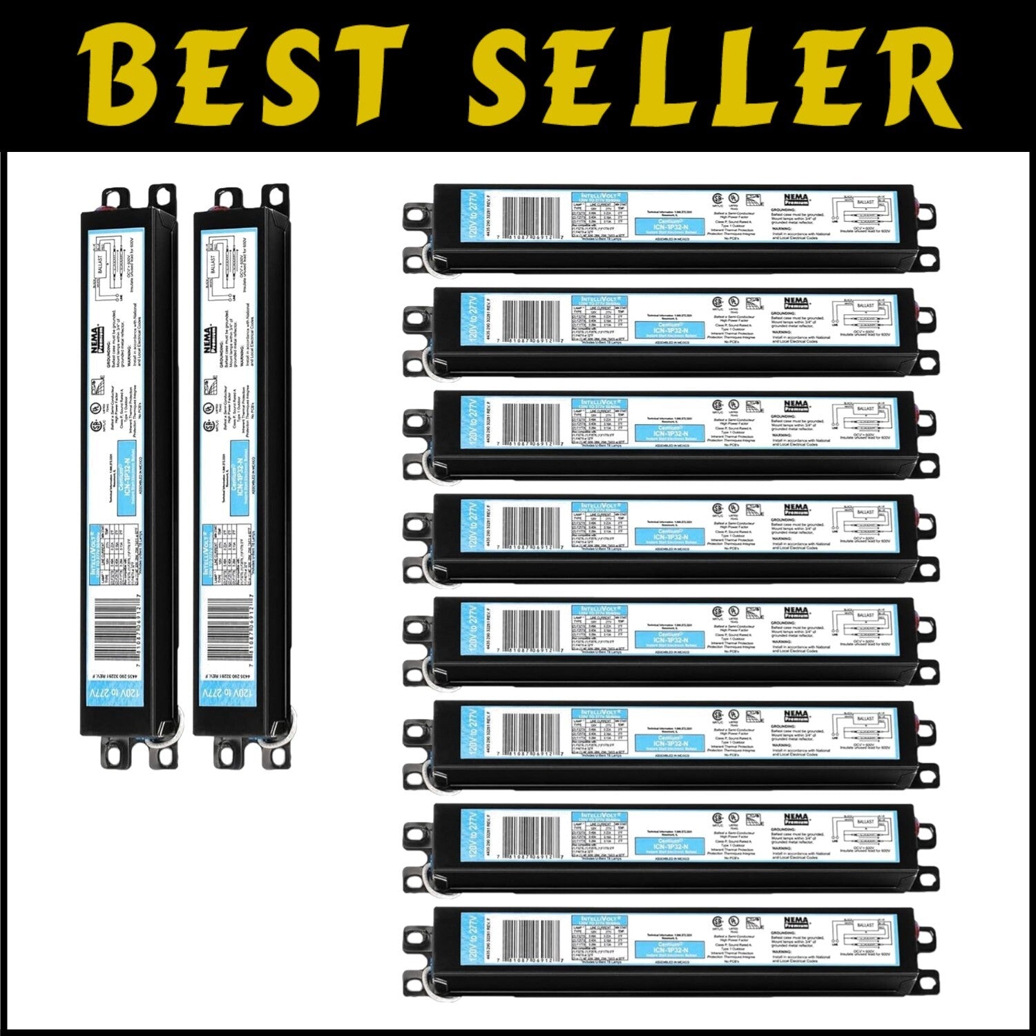 10-Pack Instant Start Electronic Fluorescent Ballast for F32T8 with Auto Restart