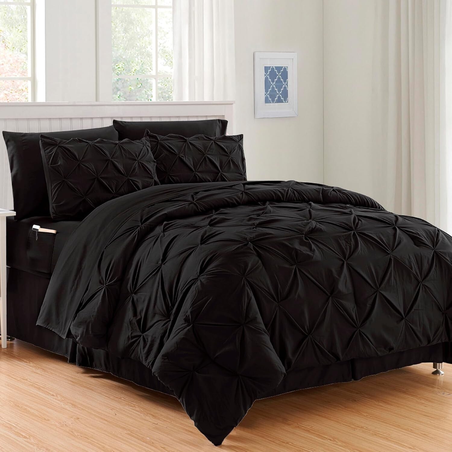 Full/Queen Luxury 8-Piece Comforter Set with Pocketed Sheets - Effortlessly Soft