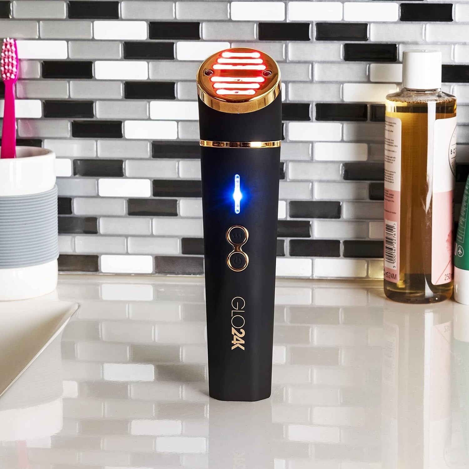 Versatile Glo24k Facial Beauty Device with LED, Thermal, and Vibration Features