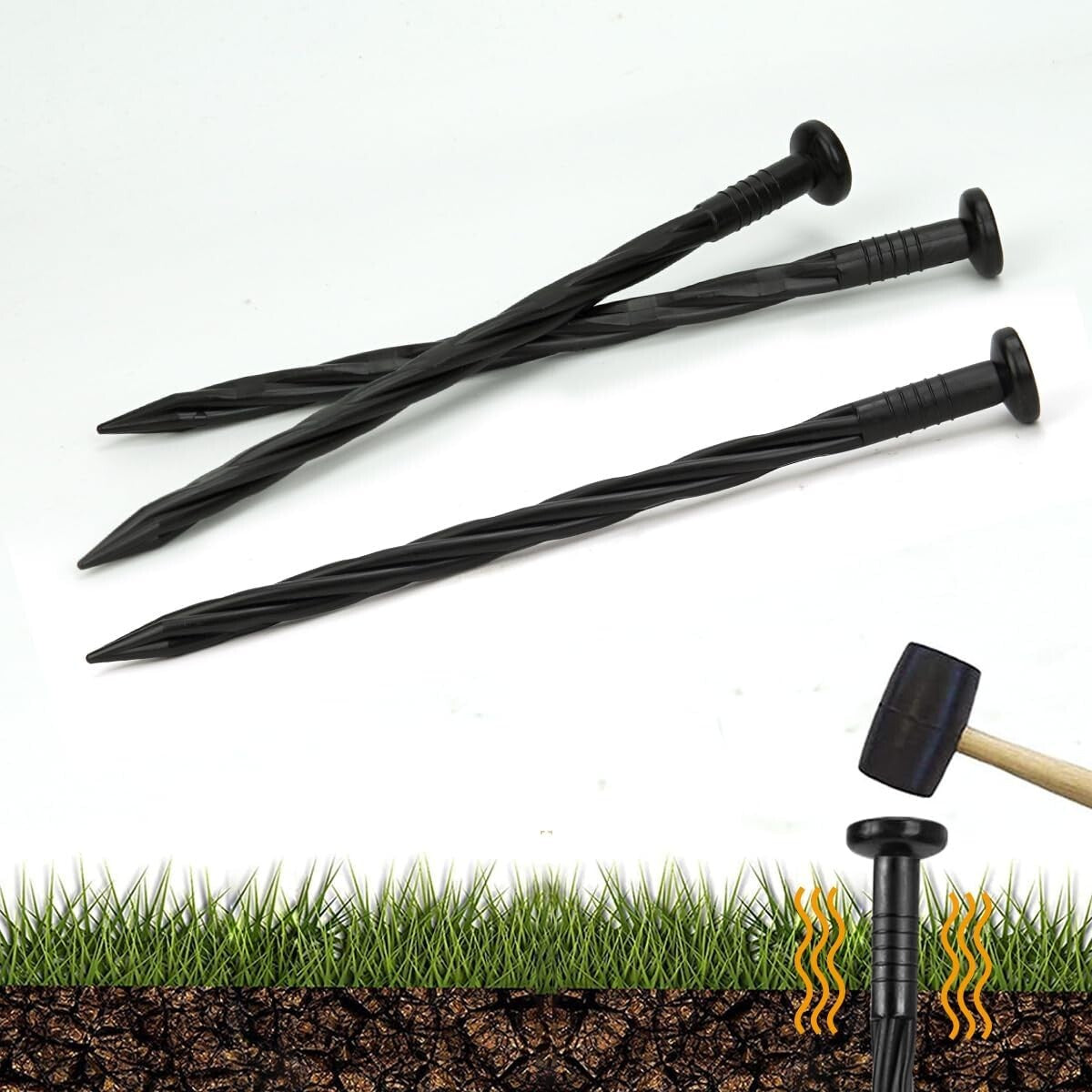 Weather-Resistant 8-Inch Plastic Spiral Stakes for Weed Barrier and Pet Fencing