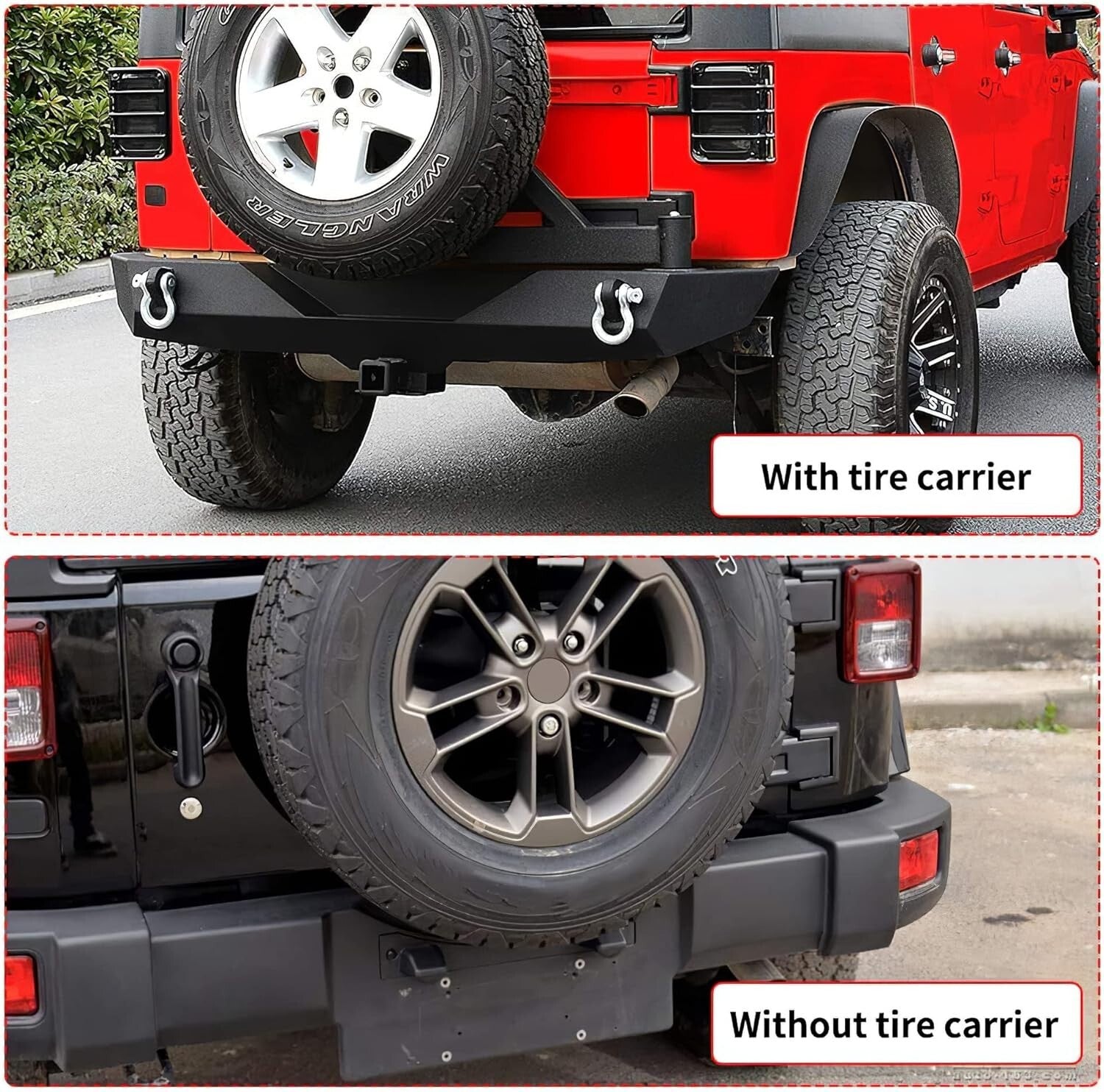 All-in-One Jeep Bumper with Tire Carrier and Hitch Receiver for JK JKU Models