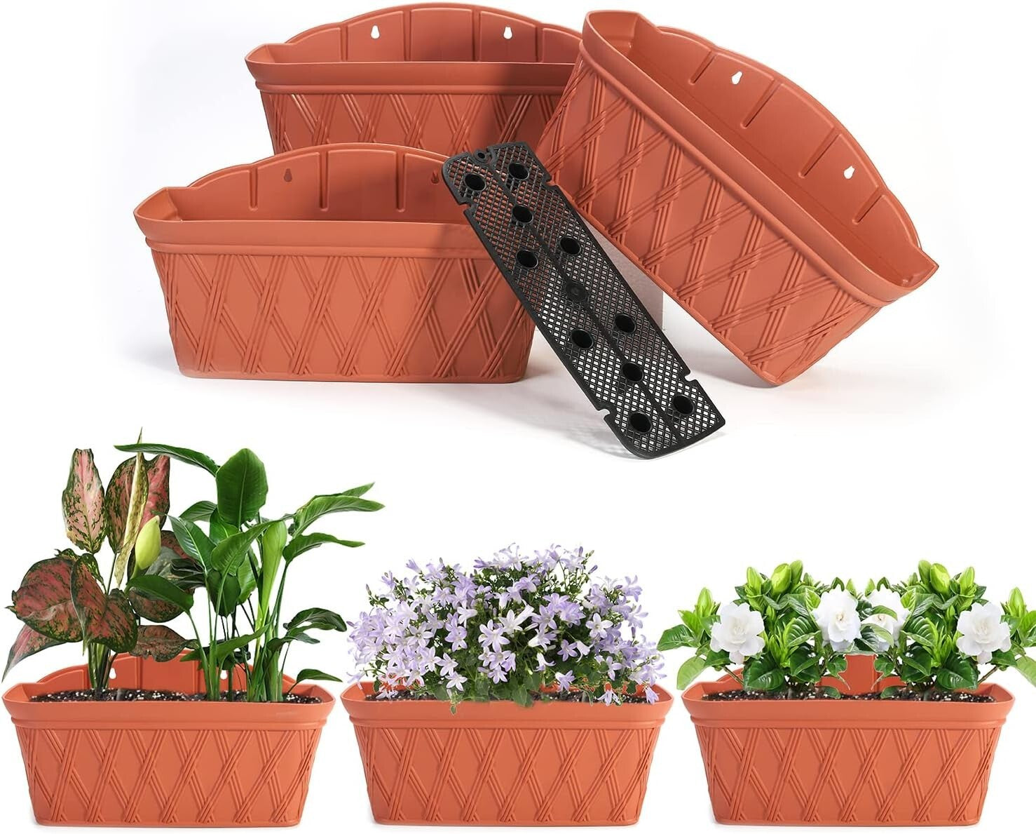 16.5 Inch Wall-Mounted Planters - Lightweight Terracotta Pots for Modern Gardens