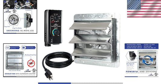 High Efficiency 960 CFM Wall Mounted Exhaust Fan with Thermostat & Speed Control