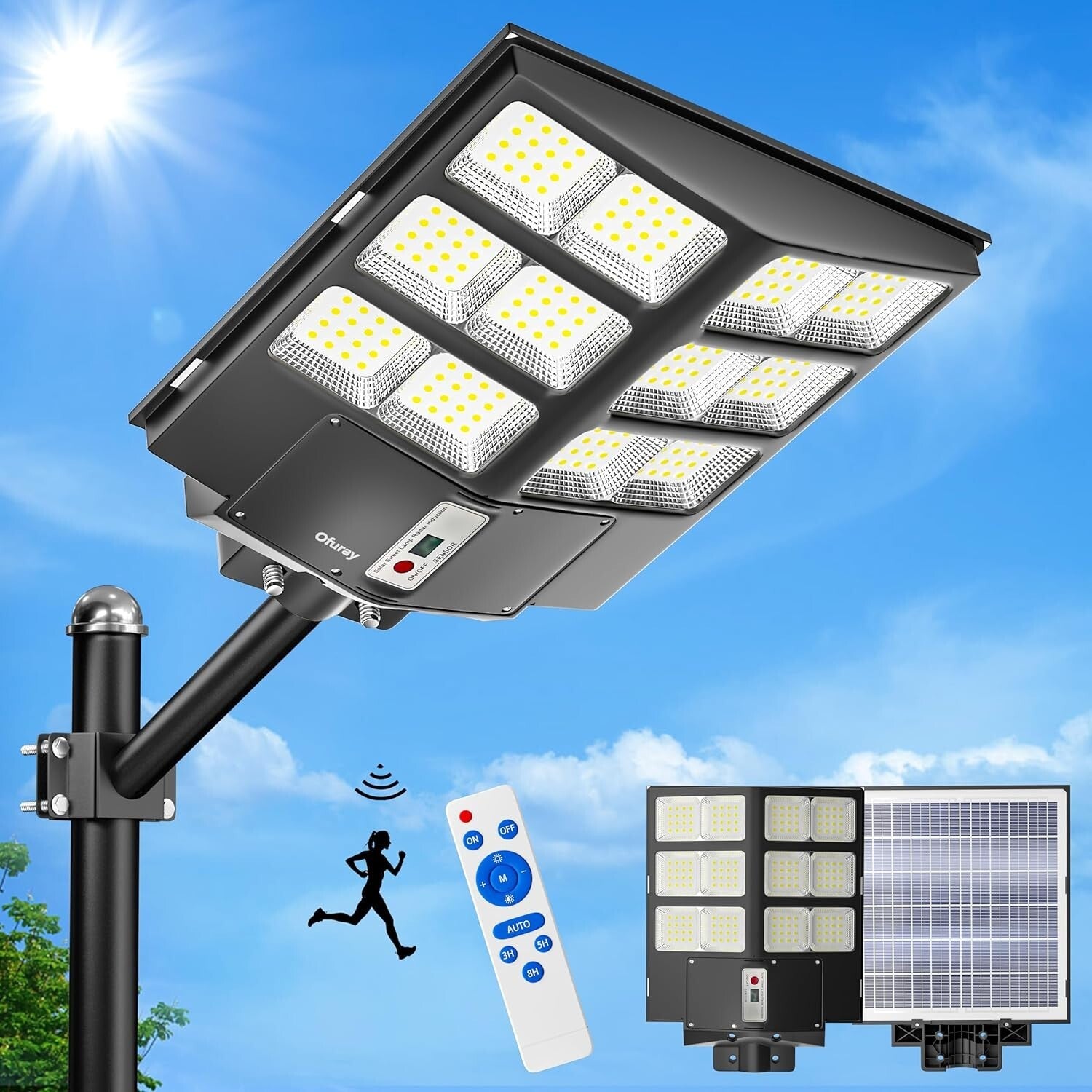 Remote-Controlled 80000LM Solar Floodlight - IP67 Waterproof Outdoor Security
