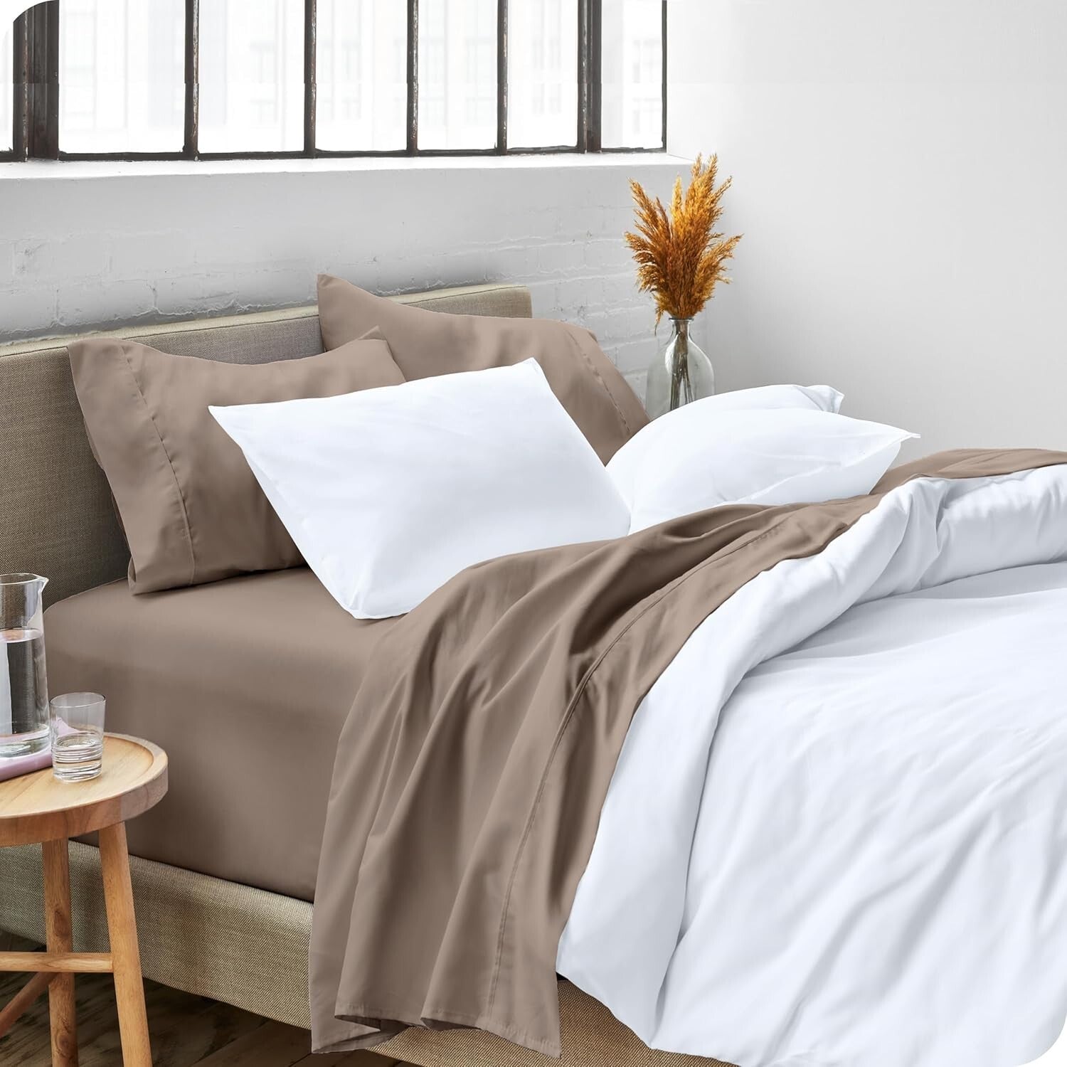 California King Sheet Set - Ultra-Soft 1800 Thread Count - Taupe Luxury Bedding