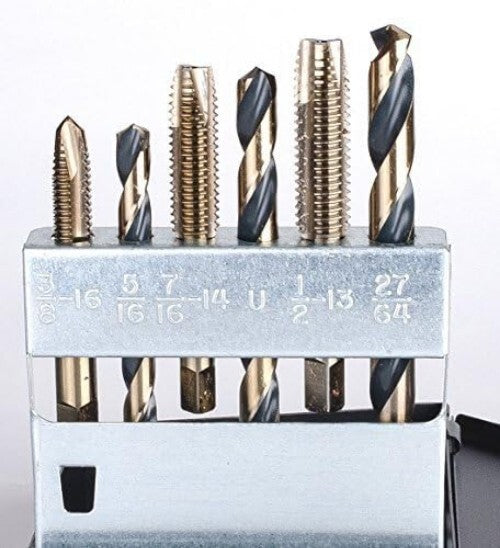 18-Piece Premium Drill and Tap Set - High-Speed Spiral Point, Gold Finish