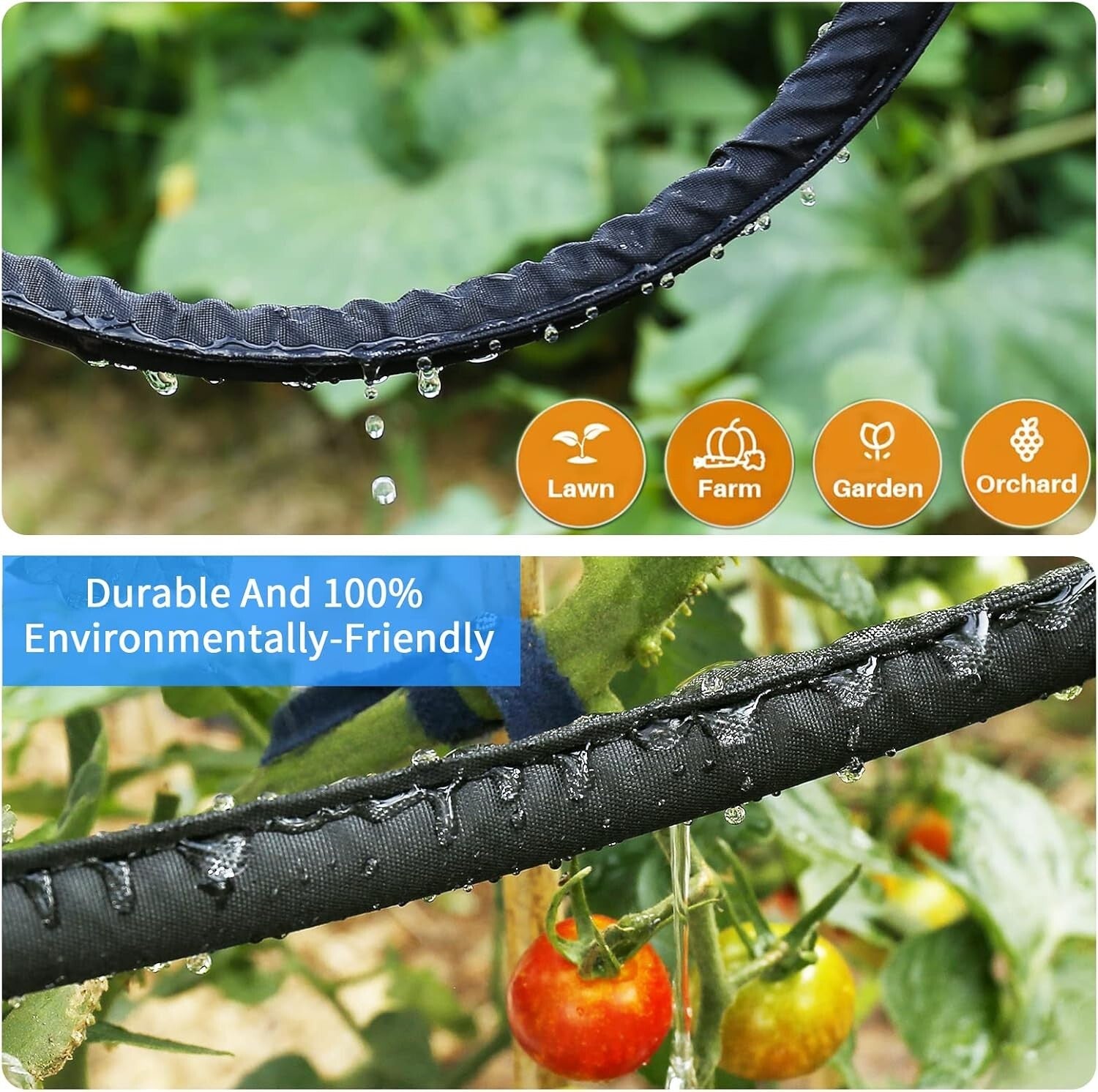 Eco-Friendly 100FT Flat Soaker Hose for Efficient Drip Irrigation, Linkable