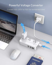 Load image into Gallery viewer, Universal Travel Adapter 220V to 110V &amp; 4-Port USB Charger - Compact &amp; Secure