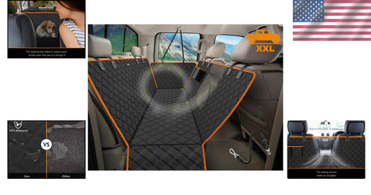 Universal Fit XXL Dog Back Seat Cover for Trucks - Hammock, Waterproof, Black