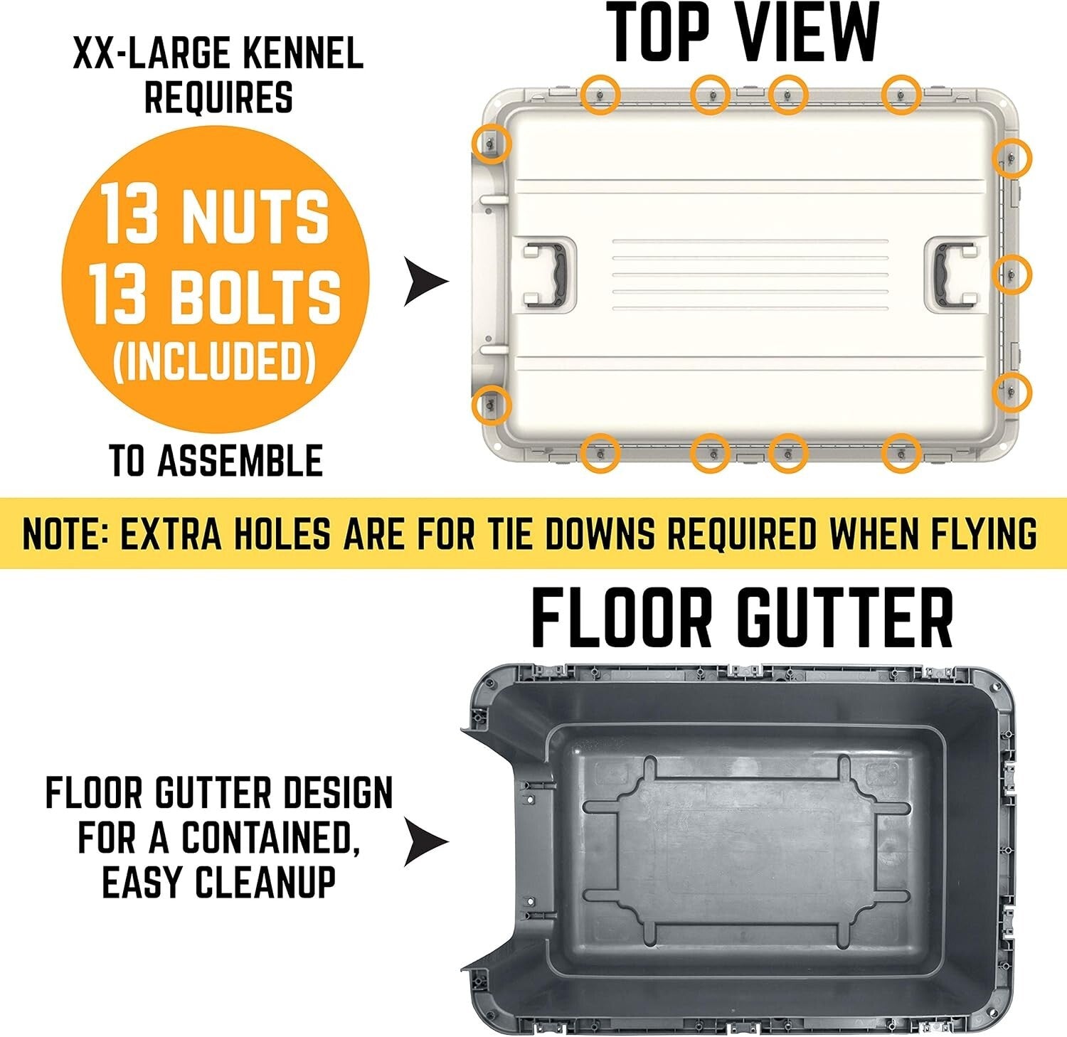 Spacious 39.5 Inch XXL Plastic Dog Crate with Easy Assembly & Transport