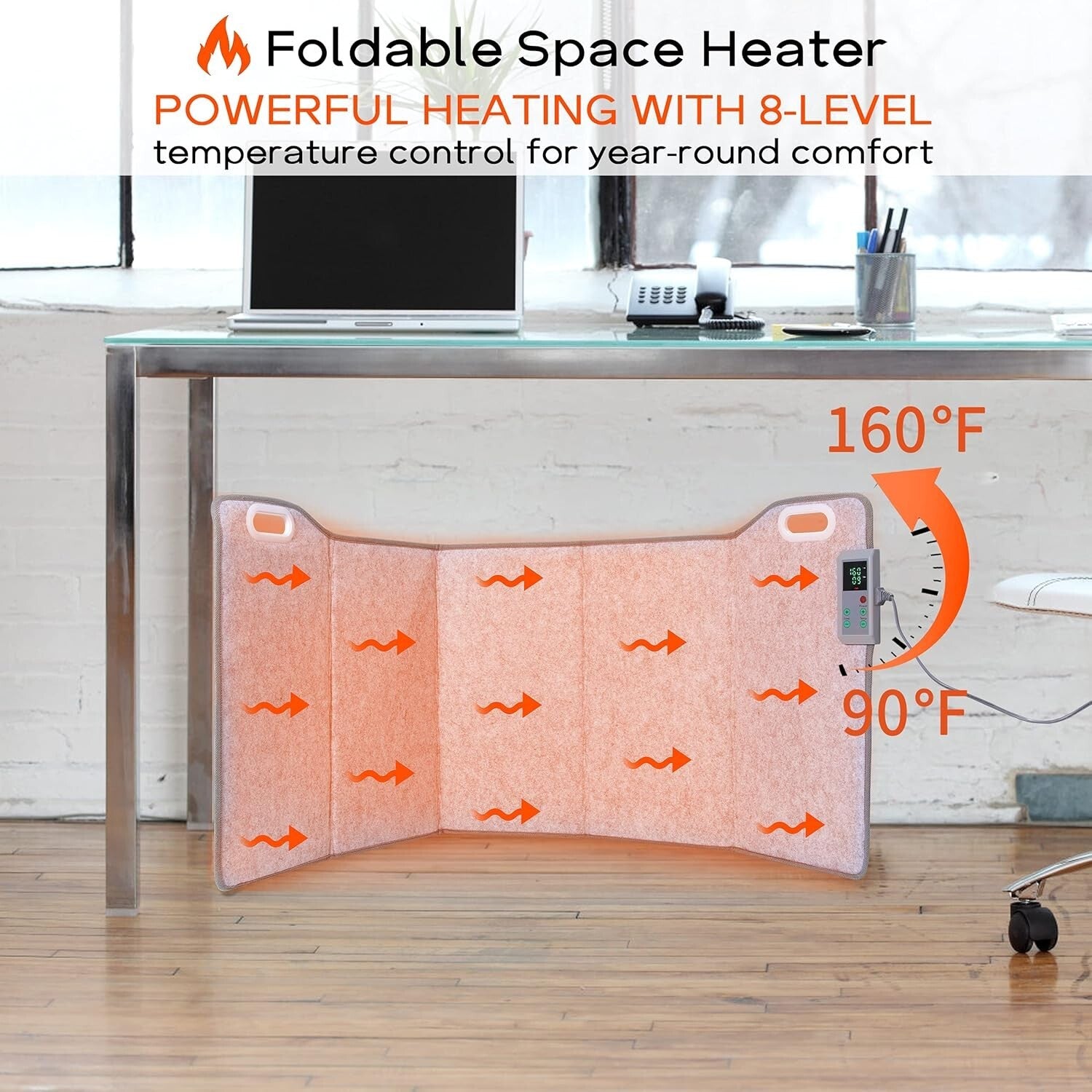 Electric Radiant Space Heater with Timer - Foldable Under Desk Heating Mat