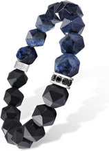 Load image into Gallery viewer, Men's Protection Bracelet: 10mm Gemstones with Sterling Silver Centerpiece