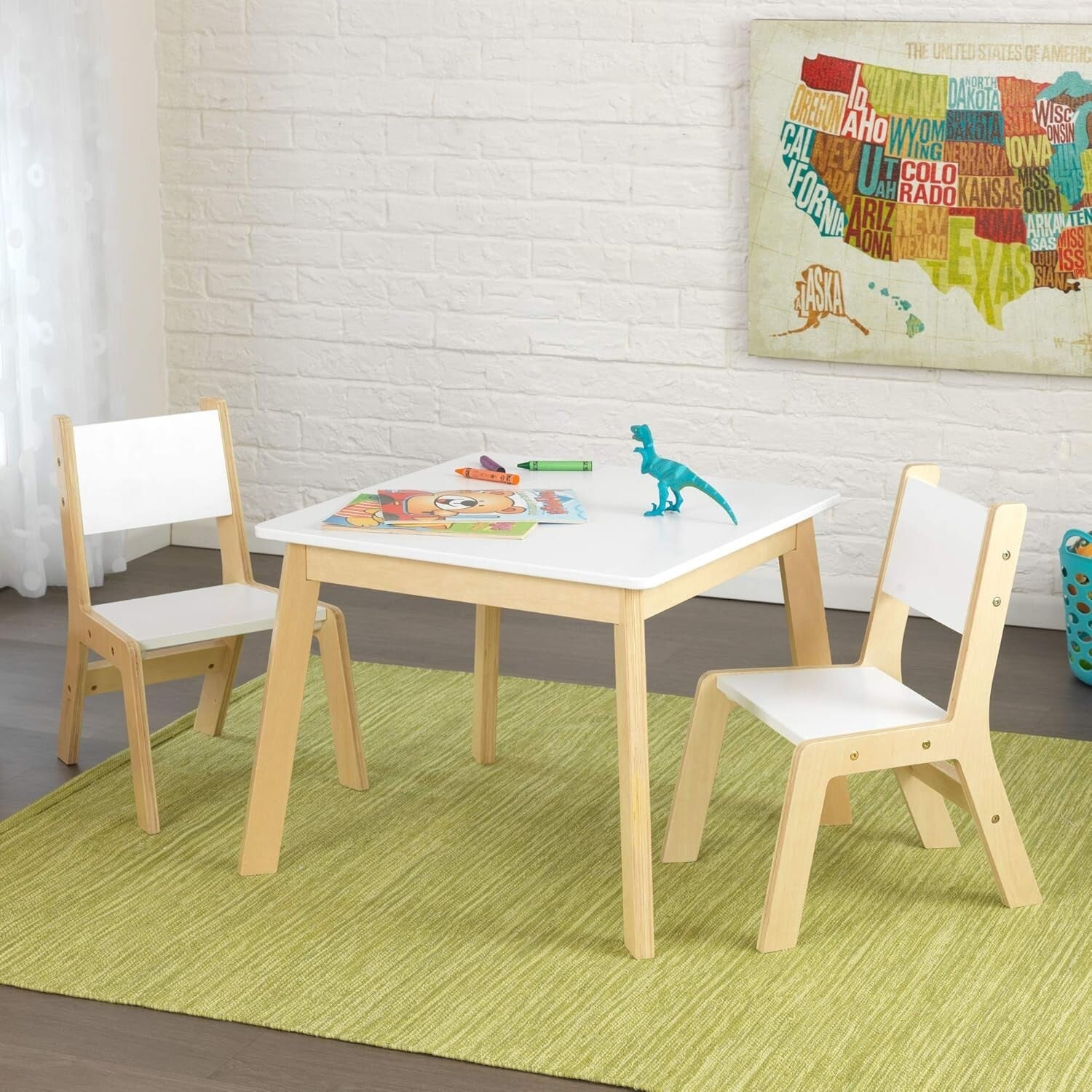 Stylish Kids Table with 2 Rounded Corner Chairs - Safe & Fun Play Space