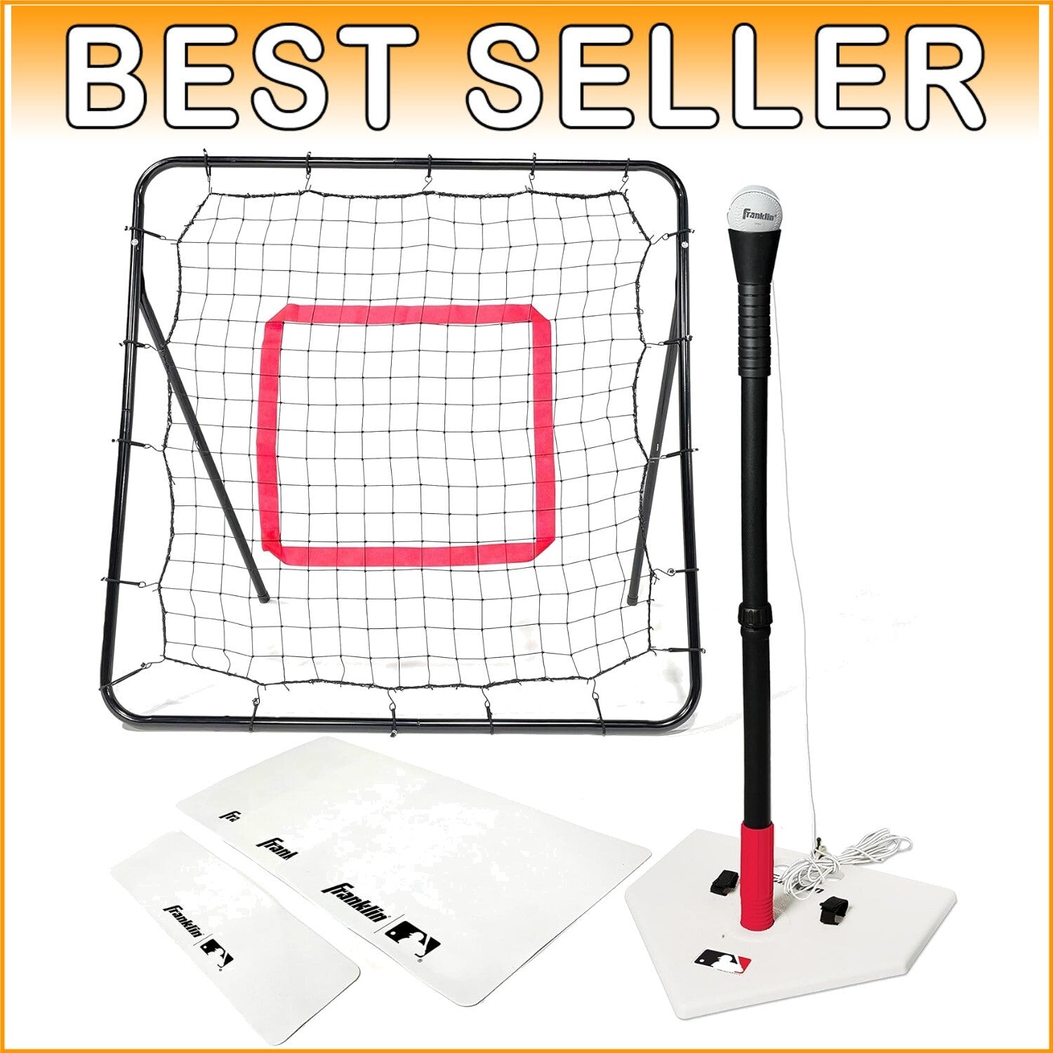 Durable Youth Baseball Set with Pitch Back Net and Rubber Bases - Fun for All