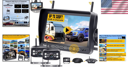 Expand Your Vision: 4-Channel HD 1080P Wireless Backup Camera for RVs and More