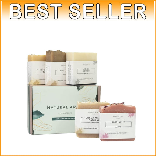 Natural Handmade Soap Gift Set - 5 Pack with Essential Oils for All Skin Types