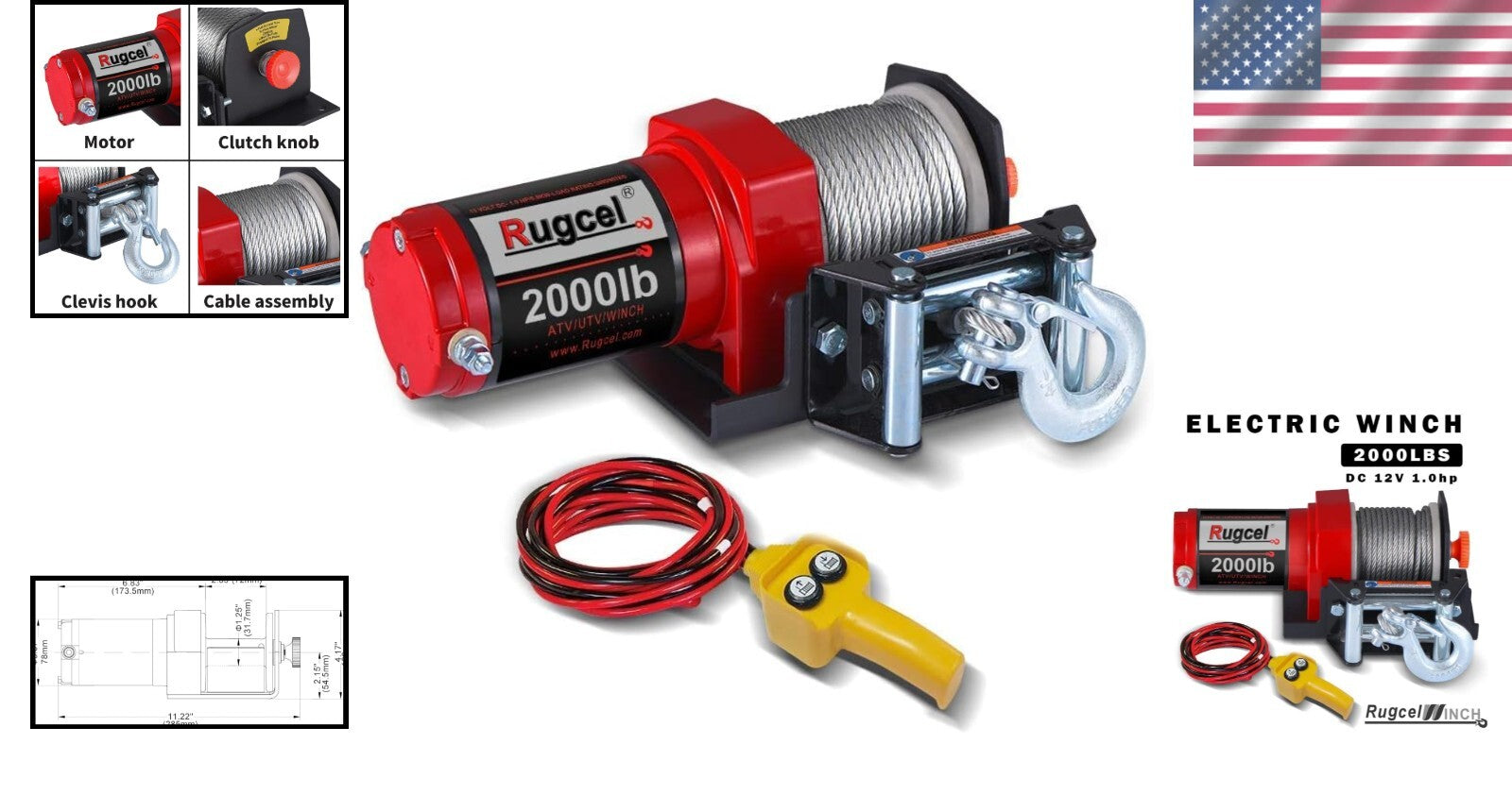 Durable ATV/UTV Electric Winch with 1.0 HP Motor & Straightforward Installation
