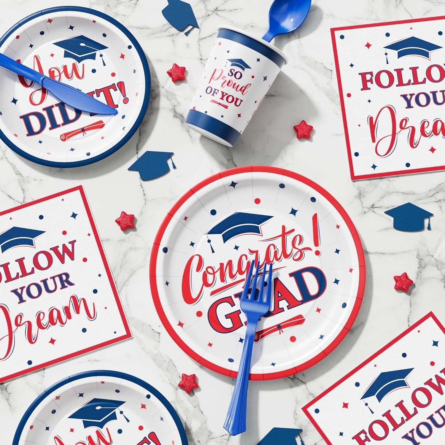 Celebratory 175 PCS Graduation Dinnerware - Easy Cleanup for Class of 2025