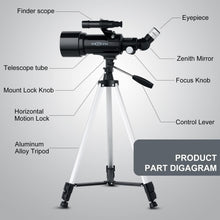 Load image into Gallery viewer, 70mm Aperture Astronomical Telescope with Adjustable Tripod and Wireless Remote