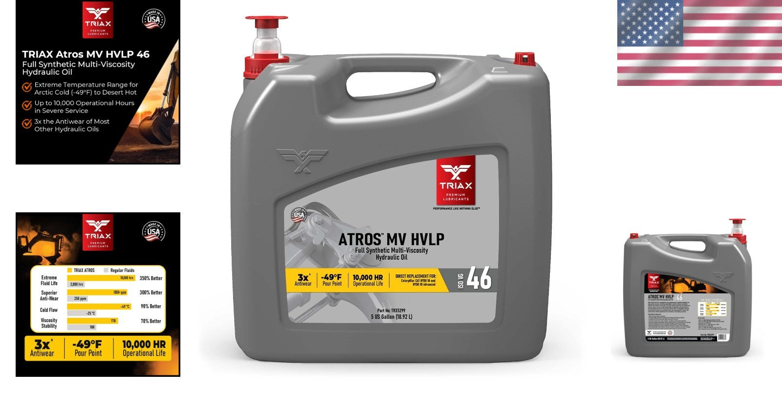 Atros MV HVLP 46 Full Synthetic Hydraulic Oil - 5 Gallon Extreme Performance