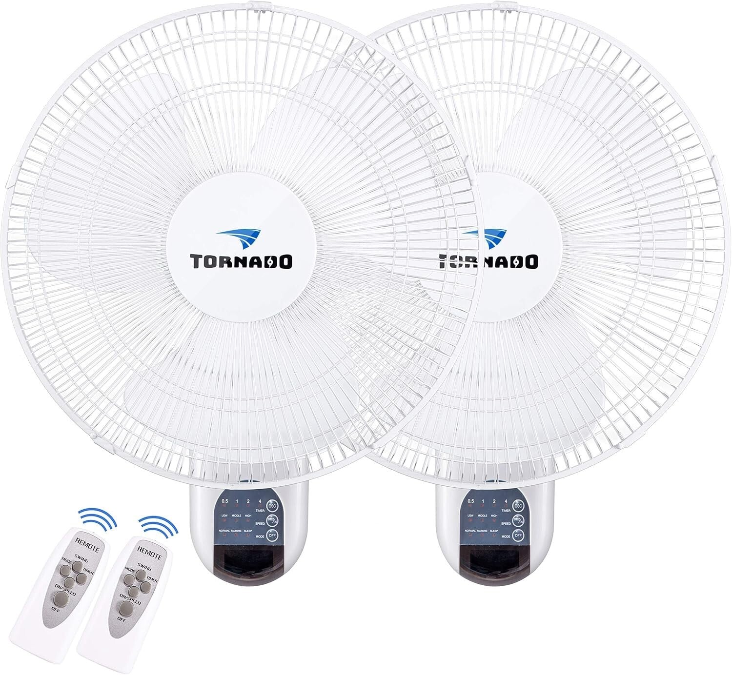 Customizable 16 Inch Wall Mounted Fan Set with Remote - 3 Speeds, 90° Rotation