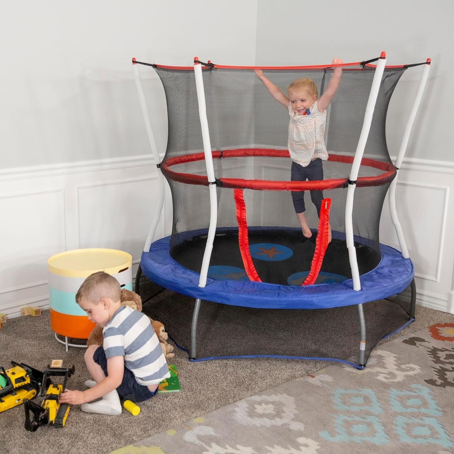 60-Inch Mini Trampoline with Safety Net for Toddlers - Sea Adventure Theme