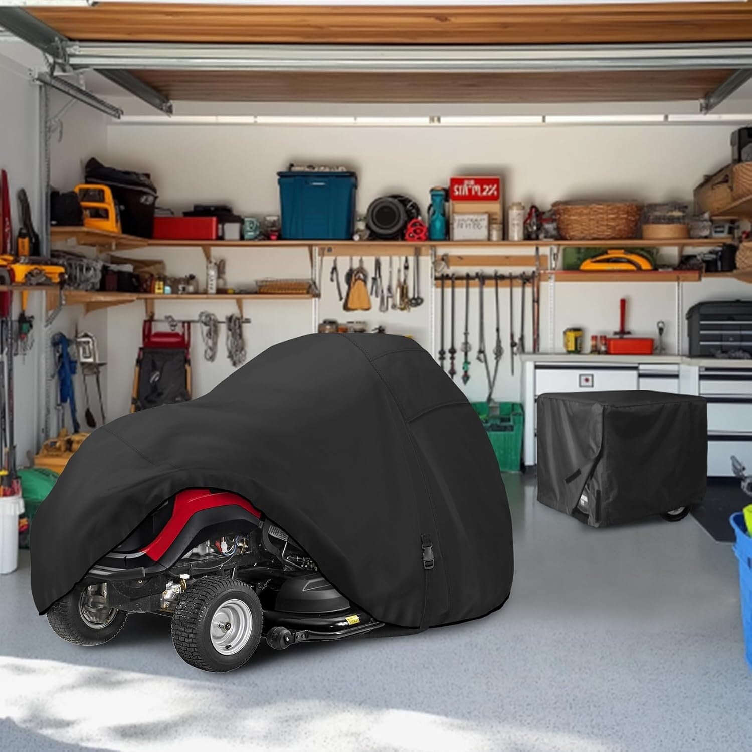 Protective Lawn Tractor Cover, 600D Polyester with Adjustable Windproof Features