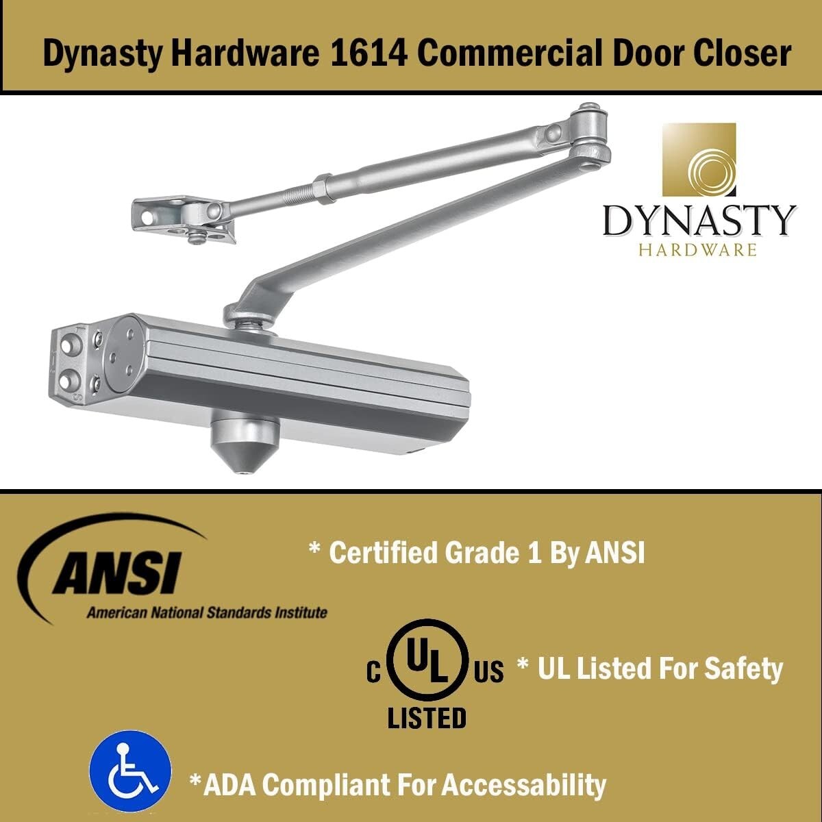 Automatic Door Closer with Sprayed Aluminum Finish - Versatile Mounting Options