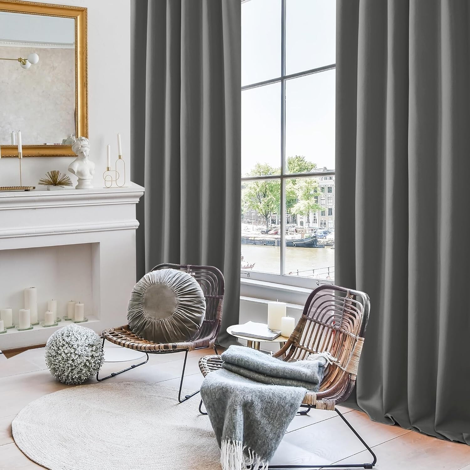 Versatile Blackout Drapes - Light Grey 52x95 Curtains with Dual Hanging Options