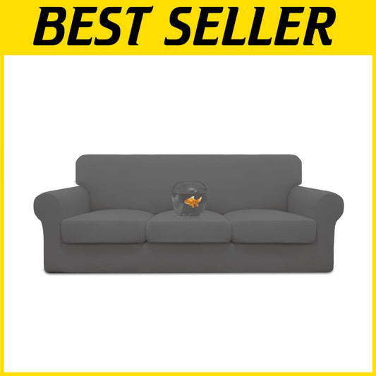 Elegant 4-Piece Couch Cover Set in Gray - Perfectly Waterproof for Kids & Pets