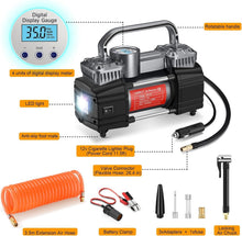 Load image into Gallery viewer, Versatile Car and Bike Tire Inflator with LED and Digital Gauge - Travel Ready