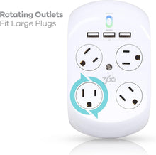 Load image into Gallery viewer, Compact Surge Protector with 4 AC Outlets &amp; 2 USB Ports - EMI/RFI Filtration