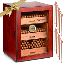 Load image into Gallery viewer, Stylish Cedar Wood Humidor for 250 Cigars - Digital Hygrometer &amp; Movable Drawers