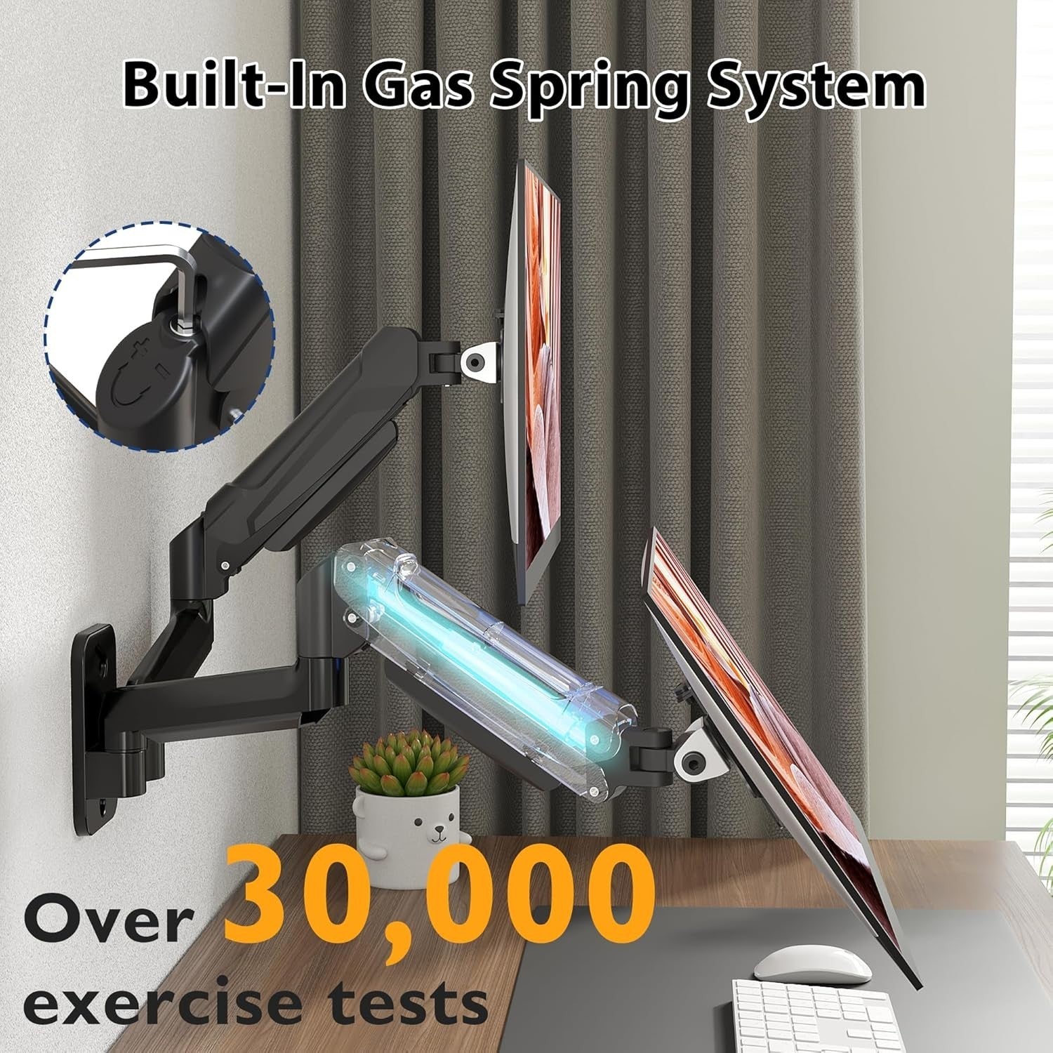 Easy-Install Wall Mount for Dual Monitors - Height Adjustable and Tilt Features