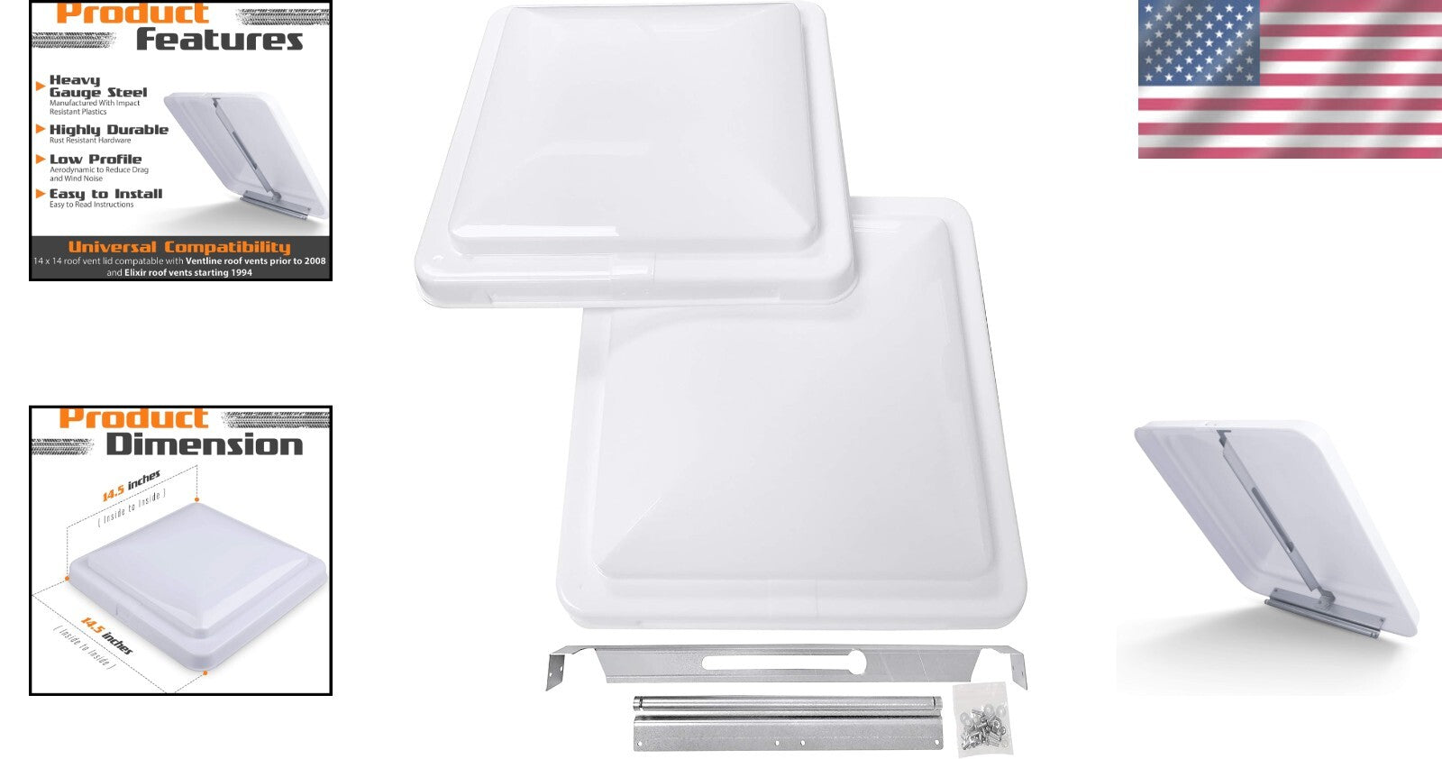 Enhance Ventilation with 14" Universal RV Roof Vent Cover - Two Durable Units