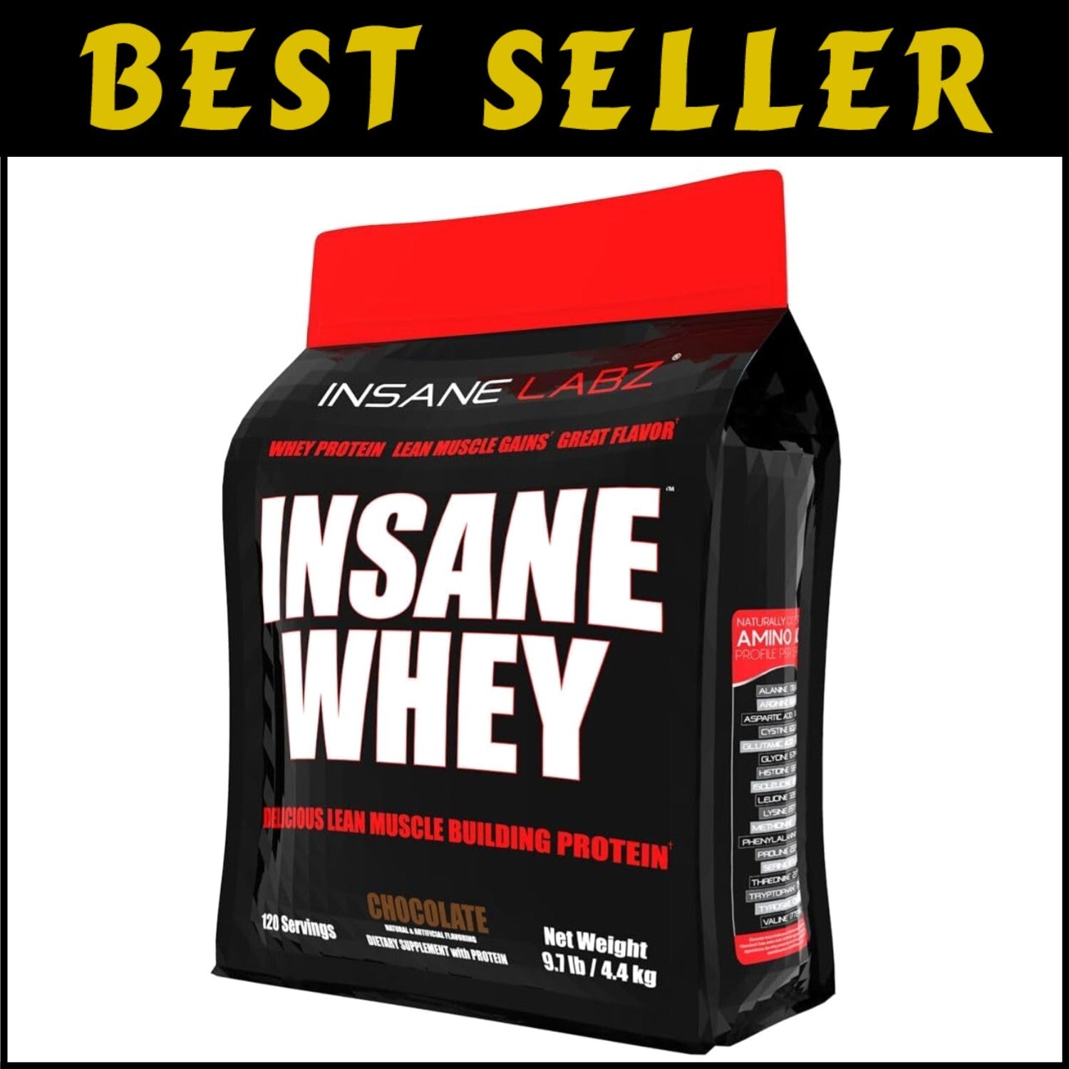 Insane Whey Protein - Chocolate Flavor 100% Whey, Ultimate Mass Gainer, 9.85 lbs