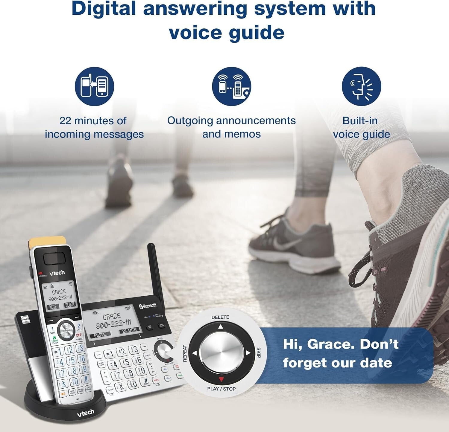 Long Range Cordless Phone System – Bluetooth Connect & Expandable to 12 HS