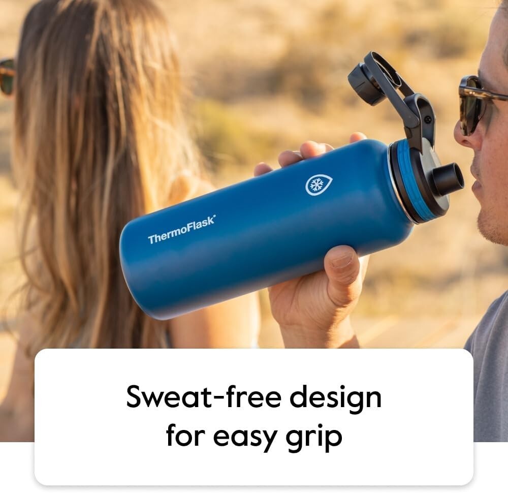 2 Pack 40oz Stainless Steel Insulated Water Bottles - Cold 24 Hours, Leak-proof