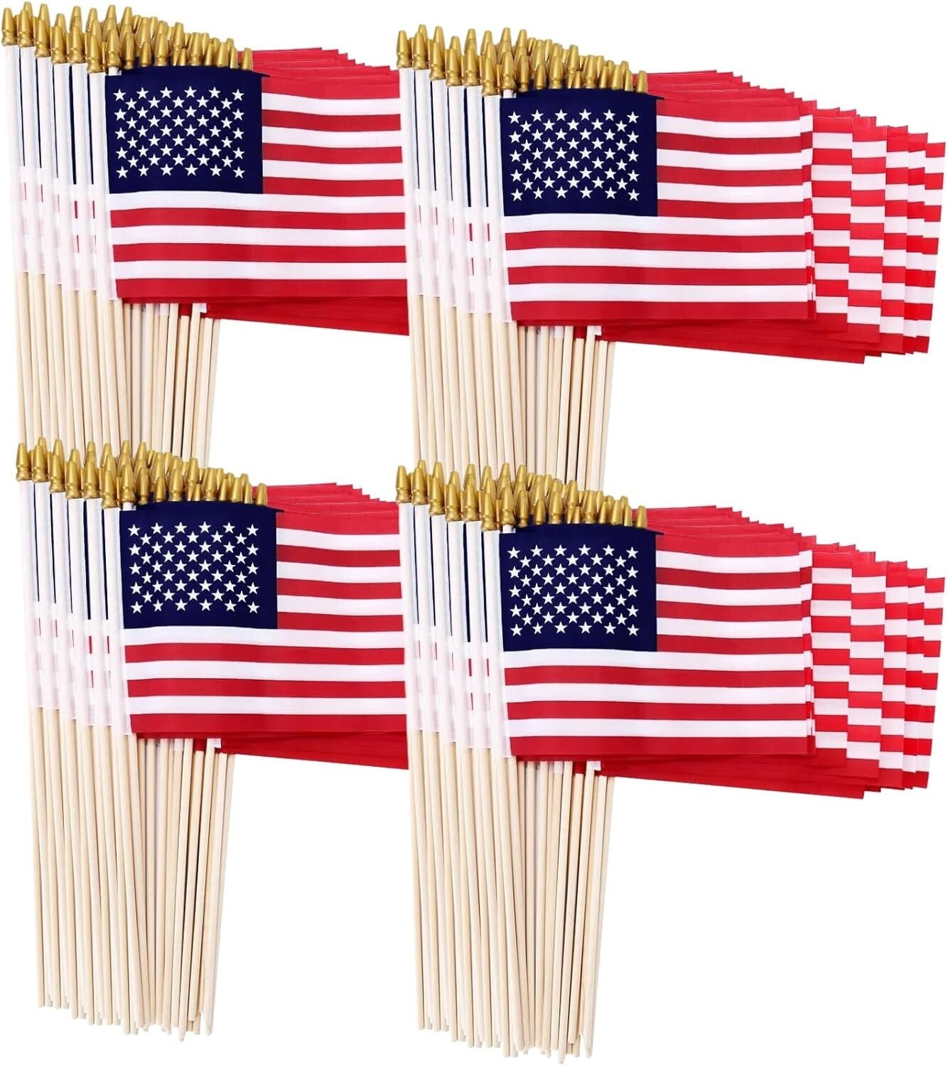 200 Pack Mini American Flags on Stick - 4x6 Inch for Patriotic Celebrations