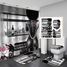 Load image into Gallery viewer, 4PCS African American Shower Curtain &amp; Rug Set - Inspiring 'I Am Enough' Design