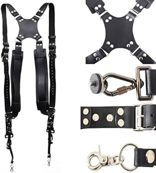 Premium Leather Dual Camera Strap with Soft Padding for Stylish Photography