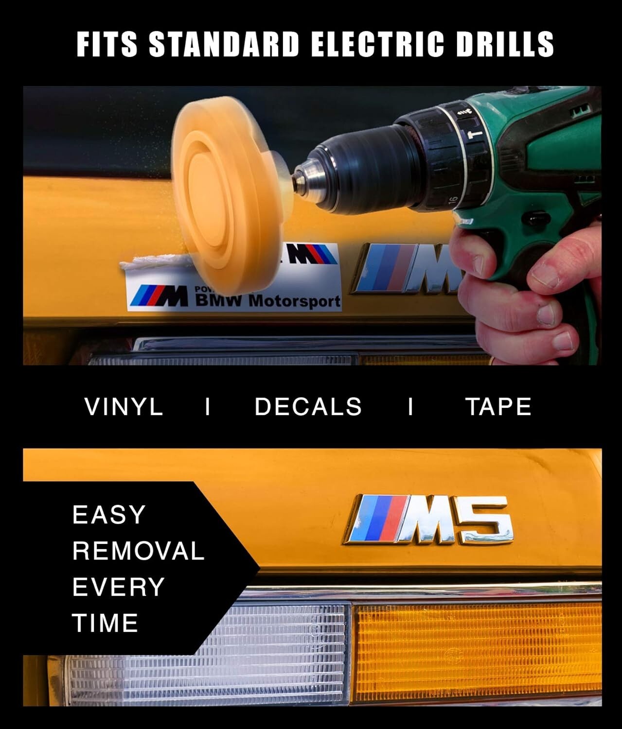 4-Inch Rubber Eraser Wheel - Medium Grit Decal Remover Pad with Drill Adapter